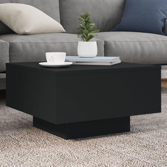 Tavolino da Soggiorno con Luci LED Nero 55x55x31 cm | homemem39