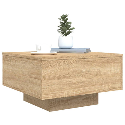 Tavolino da Soggiorno con Luci LED Rovere Sonoma 55x55x31 cm | homemem39