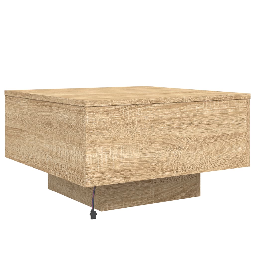 Tavolino da Soggiorno con Luci LED Rovere Sonoma 55x55x31 cm | homemem39