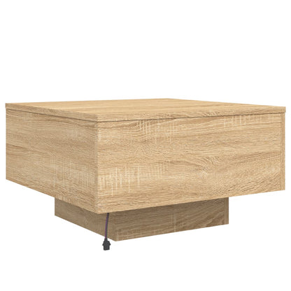 Tavolino da Soggiorno con Luci LED Rovere Sonoma 55x55x31 cm | homemem39