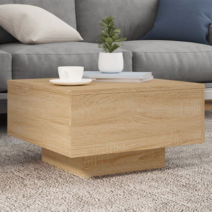 Tavolino da Soggiorno con Luci LED Rovere Sonoma 55x55x31 cm | homemem39