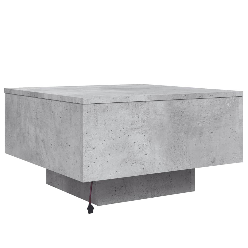 Tavolino da Soggiorno con Luci LED Grigio Cemento 55x55x31 cm