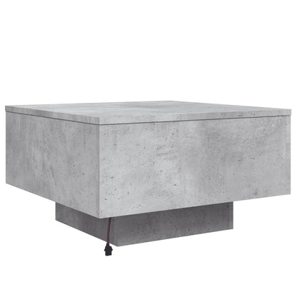 Tavolino da Soggiorno con Luci LED Grigio Cemento 55x55x31 cm