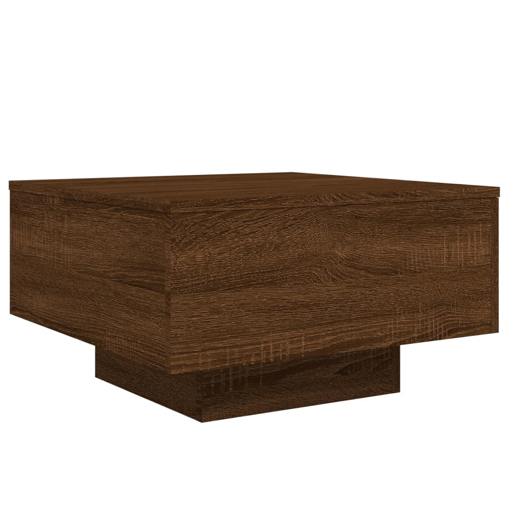 Tavolino da Soggiorno con Luci LED Rovere Marrone 55x55x31 cm | homemem39
