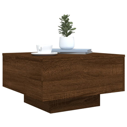 Tavolino da Soggiorno con Luci LED Rovere Marrone 55x55x31 cm | homemem39
