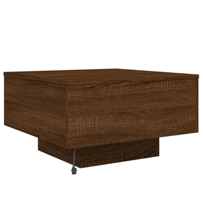 Tavolino da Soggiorno con Luci LED Rovere Marrone 55x55x31 cm | homemem39