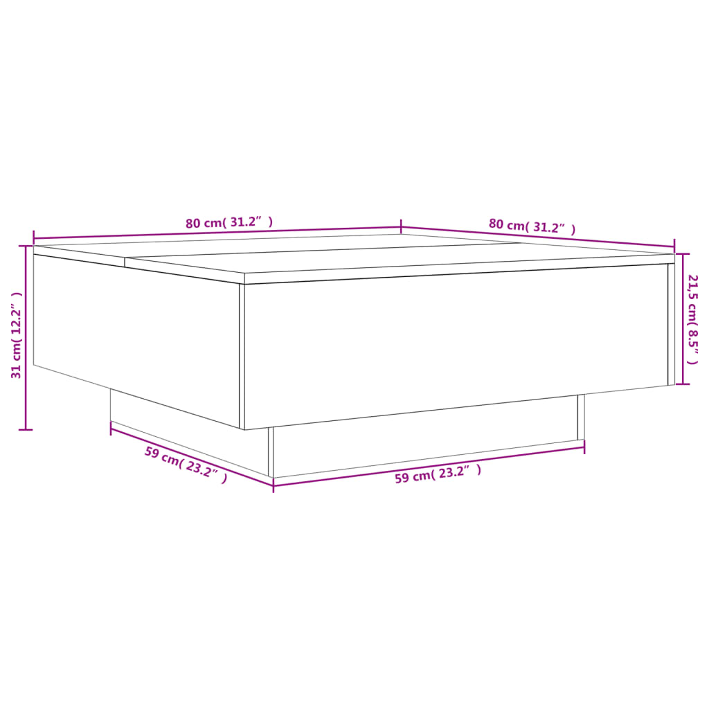 Tavolino da Salotto Bianco 80x80x31 cm in Legno Multistrato | homemem39