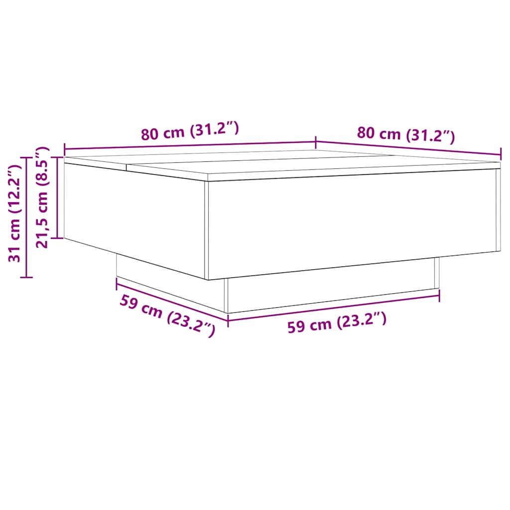 Tavolino da Salotto Rovere Sonoma 80x80x31 cm Legno Multistrato | homemem39