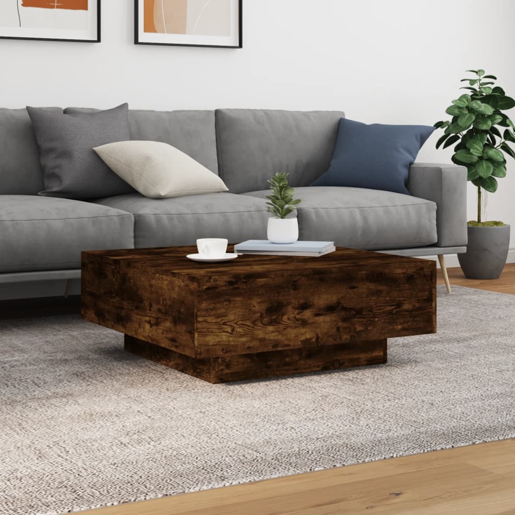 Tavolino da Salotto Rovere Fumo 80x80x31 cm Legno Multistrato | homemem39
