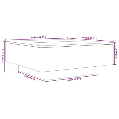 Tavolino da Salotto Rovere Fumo 80x80x31 cm Legno Multistrato | homemem39
