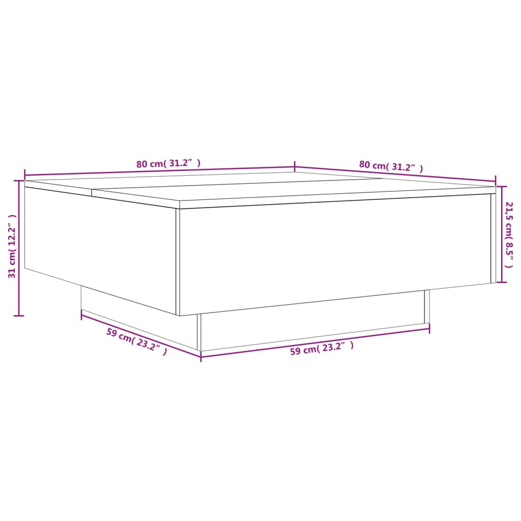 Tavolino da Salotto Grigio Sonoma 80x80x31 cm Legno Multistrato | homemem39