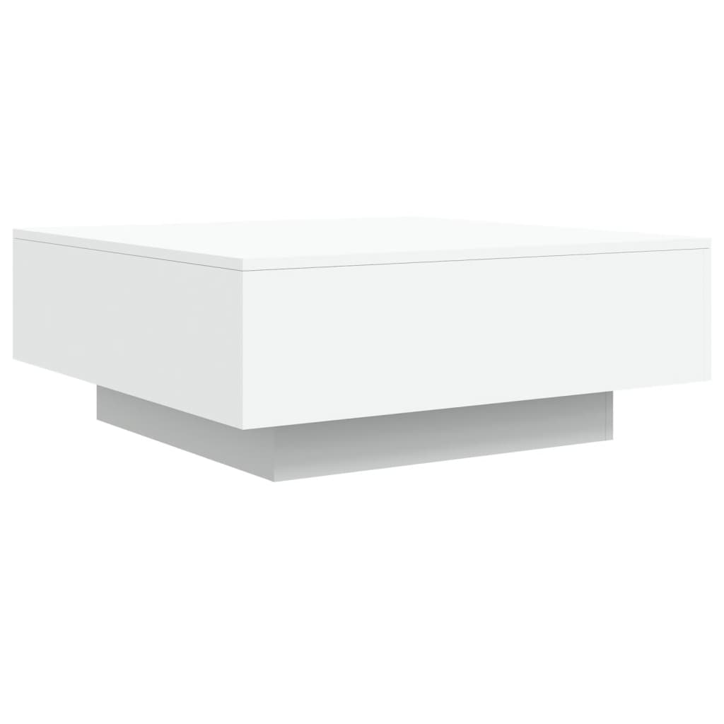 Tavolino da Soggiorno con Luci LED Bianco 80x80x31 cm | homemem39