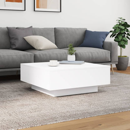 Tavolino da Soggiorno con Luci LED Bianco 80x80x31 cm | homemem39