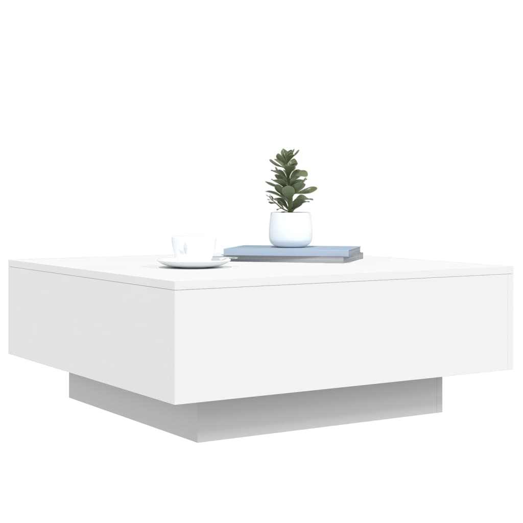 Tavolino da Soggiorno con Luci LED Bianco 80x80x31 cm | homemem39
