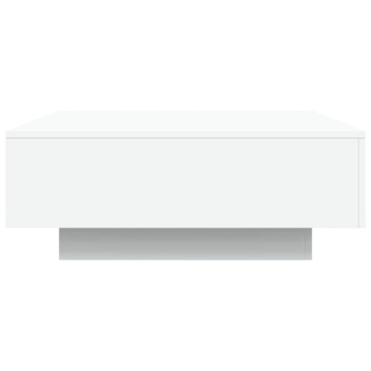 Tavolino da Soggiorno con Luci LED Bianco 80x80x31 cm