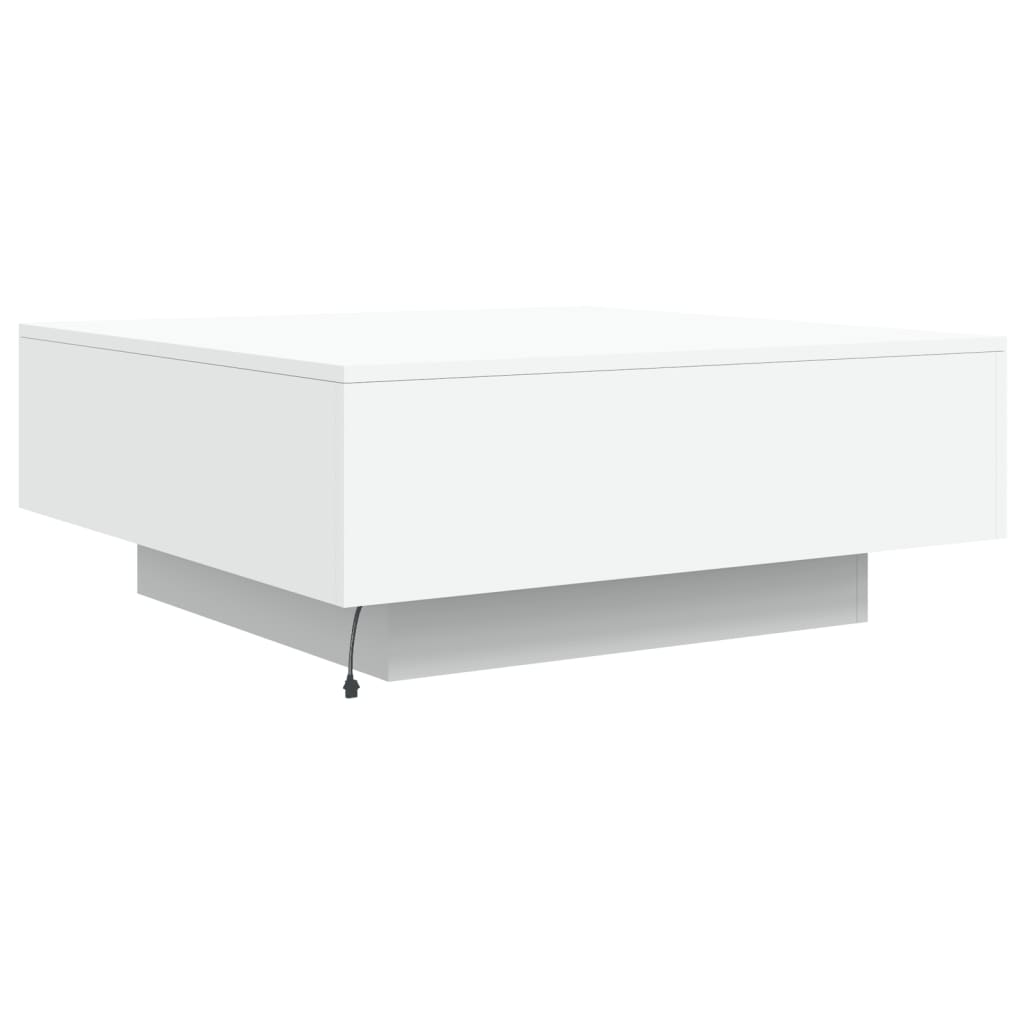 Tavolino da Soggiorno con Luci LED Bianco 80x80x31 cm | homemem39