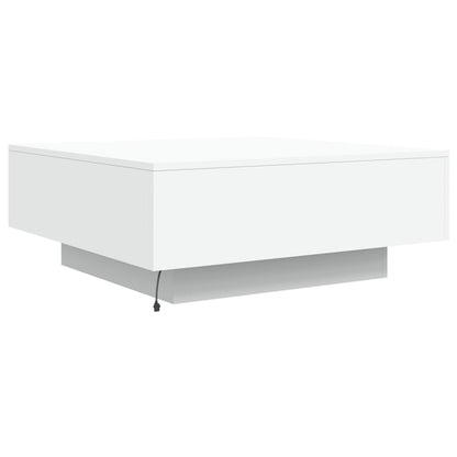 Tavolino da Soggiorno con Luci LED Bianco 80x80x31 cm | homemem39