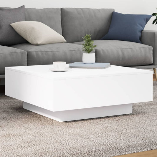 Tavolino da Soggiorno con Luci LED Bianco 80x80x31 cm | homemem39
