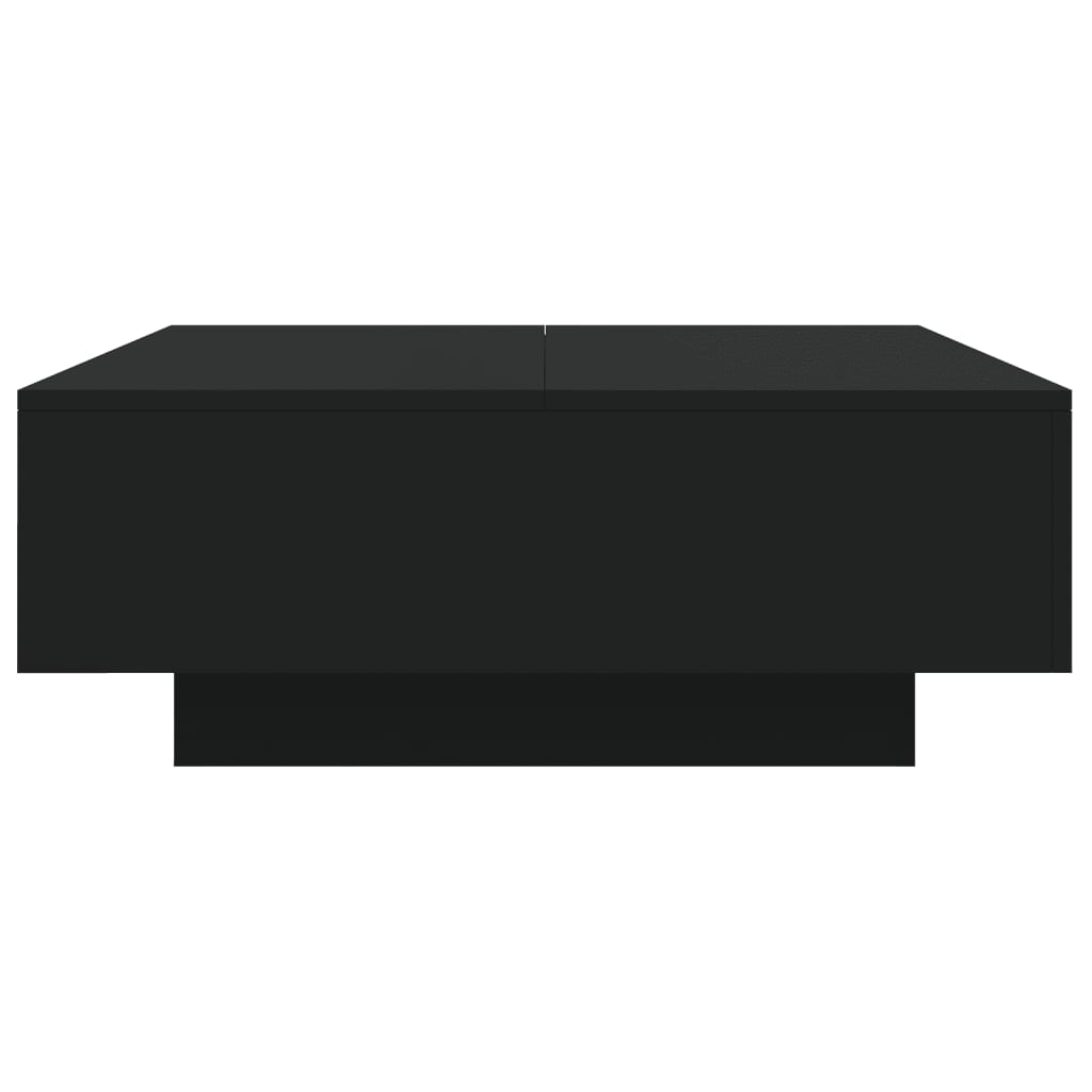 Tavolino da Soggiorno con Luci LED Nero 80x80x31 cm