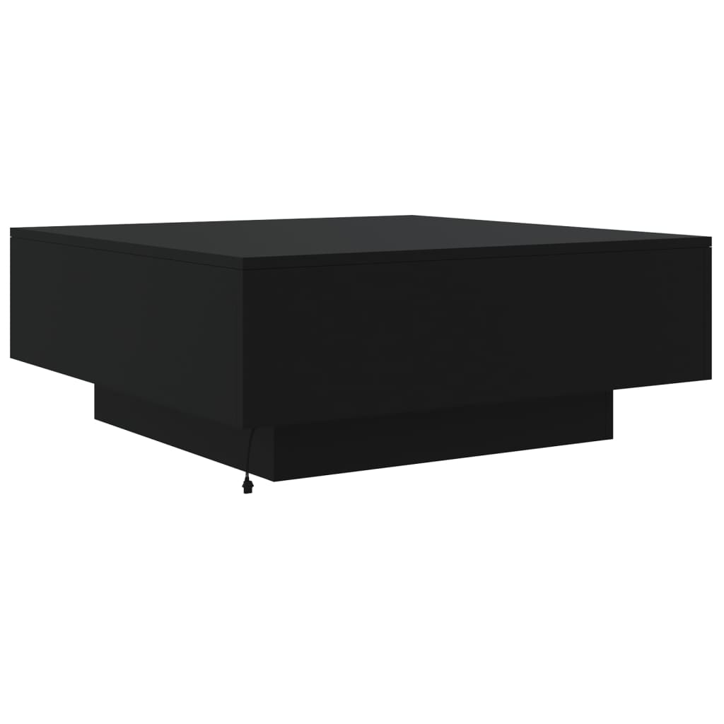 Tavolino da Soggiorno con Luci LED Nero 80x80x31 cm | homemem39