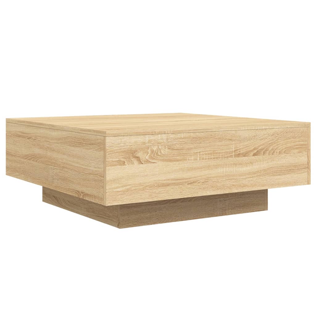 Tavolino da Soggiorno con Luci LED Rovere Sonoma 80x80x31 cm | homemem39