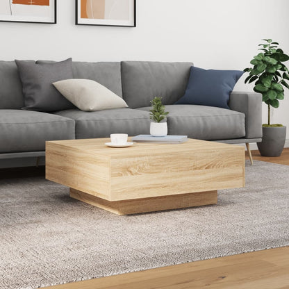 Tavolino da Soggiorno con Luci LED Rovere Sonoma 80x80x31 cm | homemem39