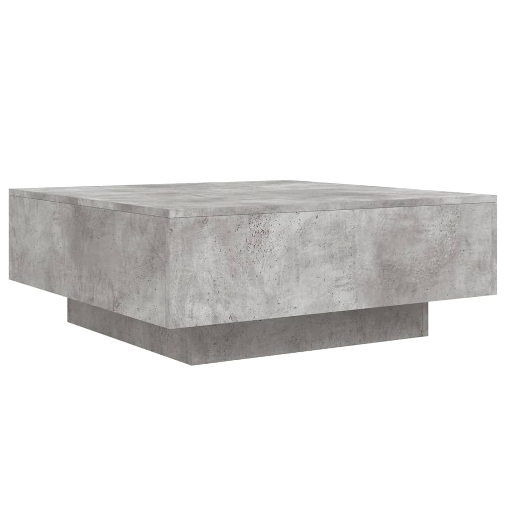 Tavolino da Soggiorno con Luci LED Grigio Cemento 80x80x31 cm | homemem39