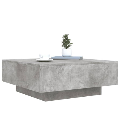 Tavolino da Soggiorno con Luci LED Grigio Cemento 80x80x31 cm | homemem39