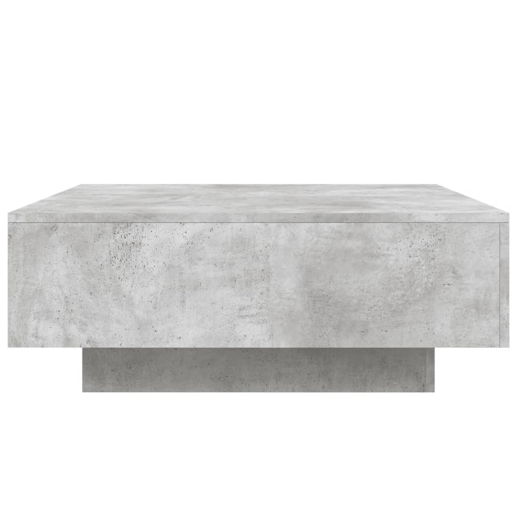 Tavolino da Soggiorno con Luci LED Grigio Cemento 80x80x31 cm | homemem39