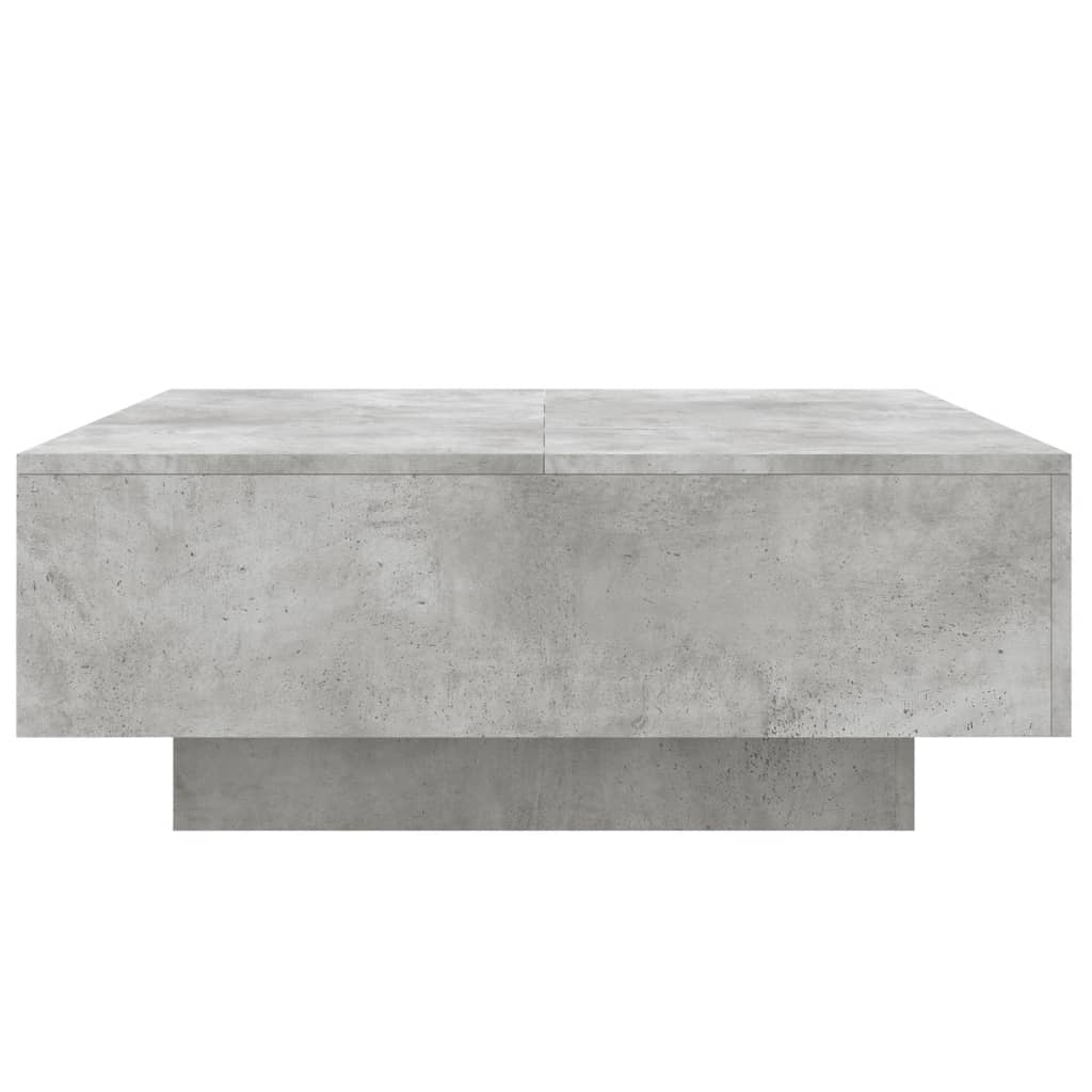Tavolino da Soggiorno con Luci LED Grigio Cemento 80x80x31 cm | homemem39
