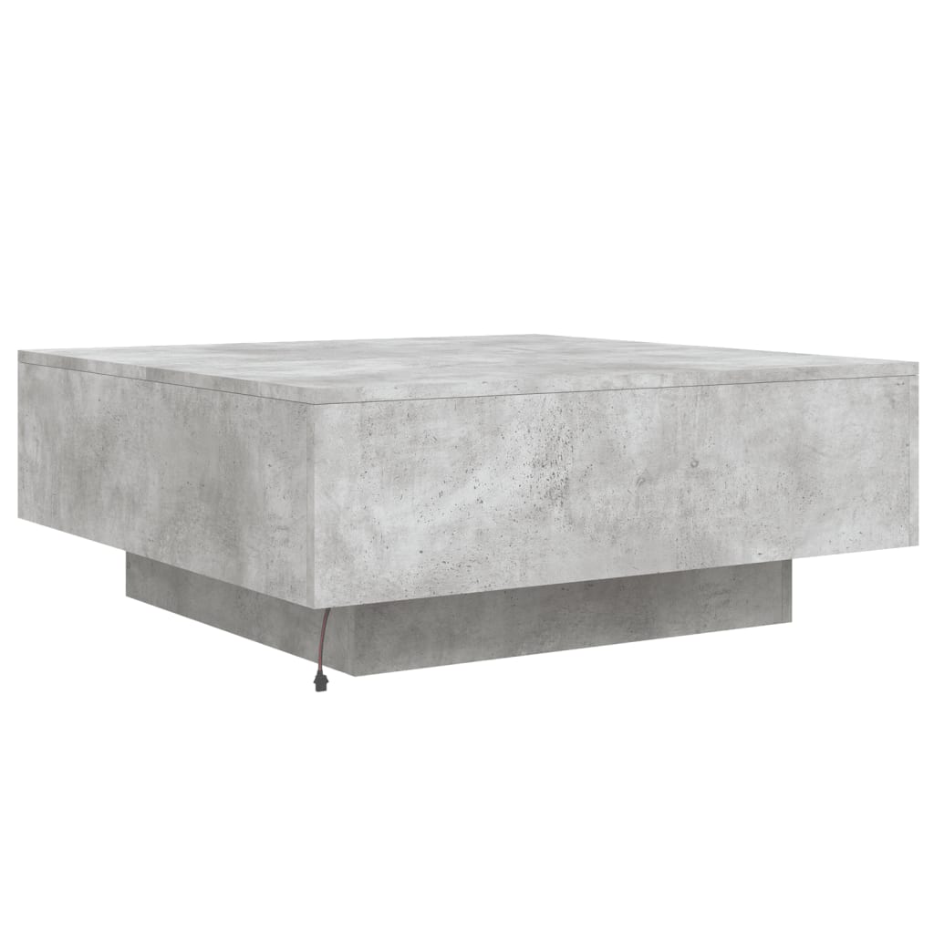 Tavolino da Soggiorno con Luci LED Grigio Cemento 80x80x31 cm | homemem39
