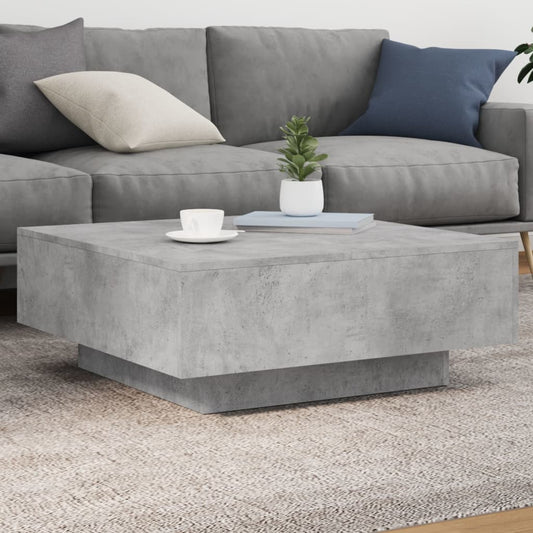 Tavolino da Soggiorno con Luci LED Grigio Cemento 80x80x31 cm | homemem39
