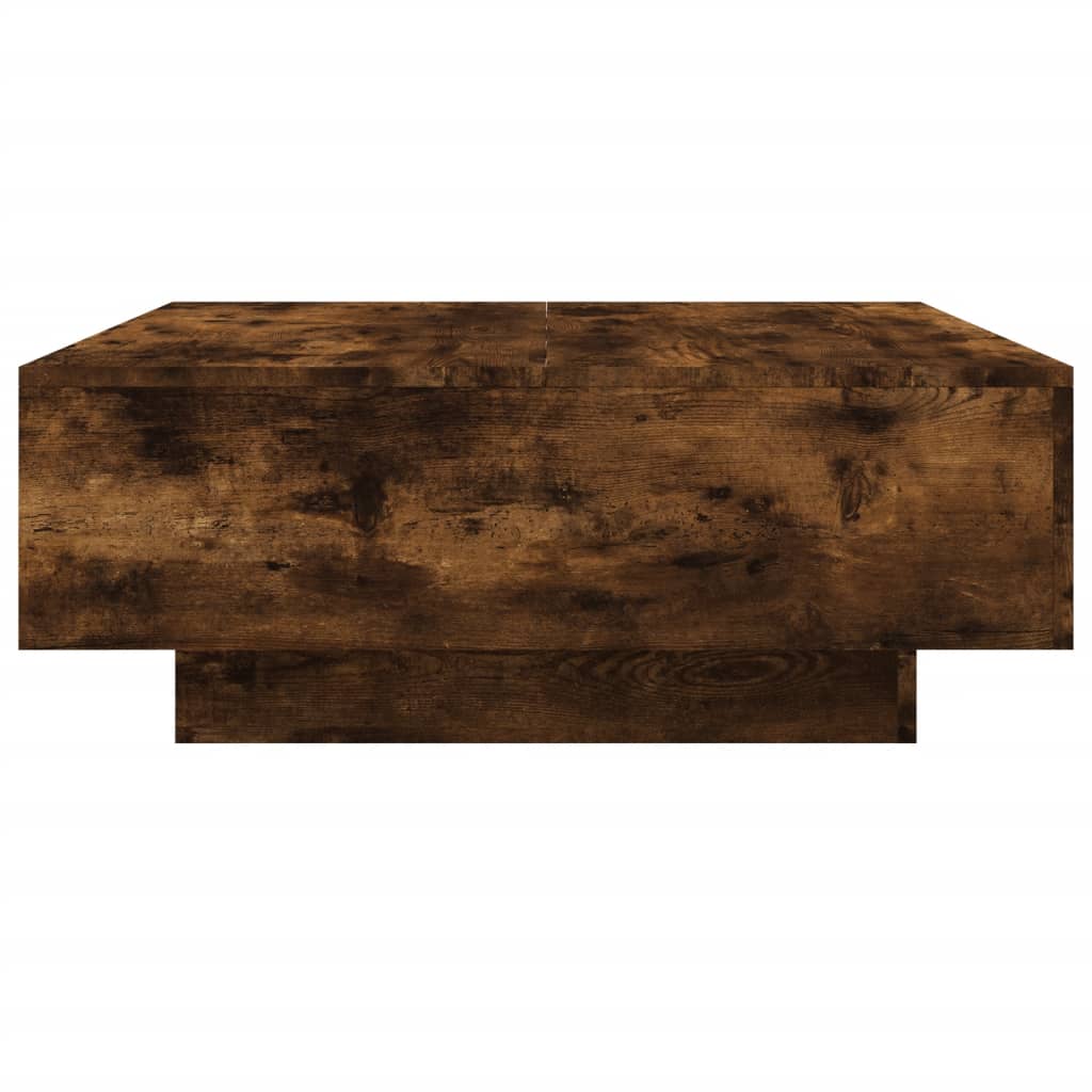 Tavolino da Soggiorno con Luci LED Rovere Fumo 80x80x31 cm | homemem39