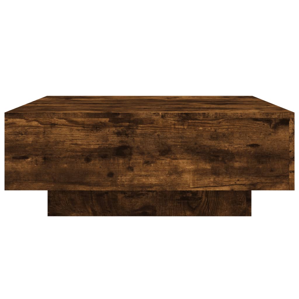 Tavolino da Soggiorno con Luci LED Rovere Fumo 80x80x31 cm | homemem39