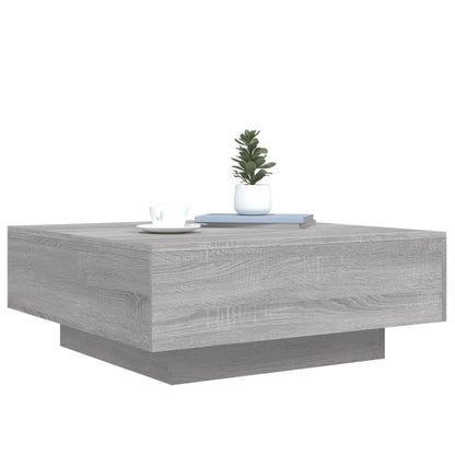 Tavolino da Soggiorno con Luci LED Grigio Sonoma 80x80x31 cm | homemem39