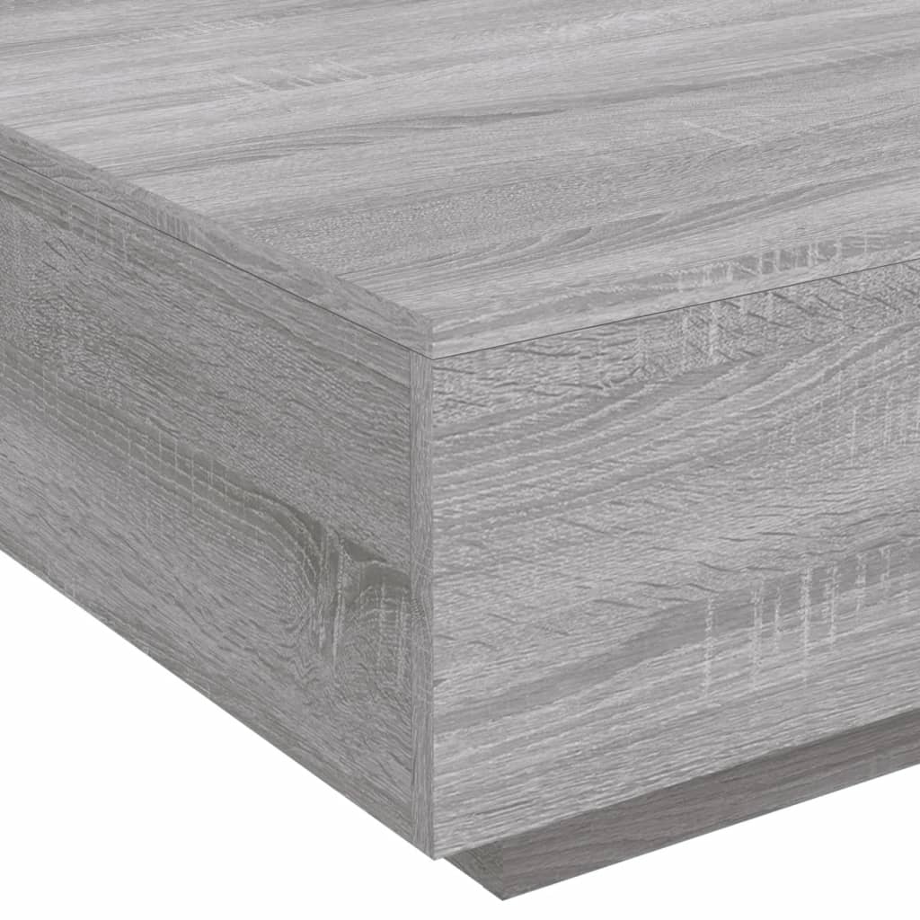 Tavolino da Soggiorno con Luci LED Grigio Sonoma 80x80x31 cm