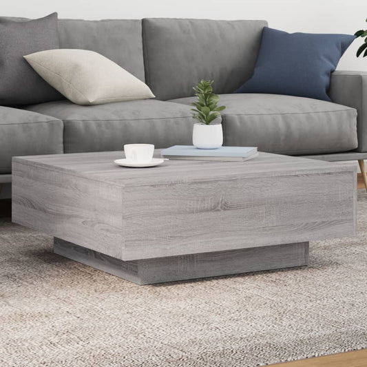 Tavolino da Soggiorno con Luci LED Grigio Sonoma 80x80x31 cm | homemem39