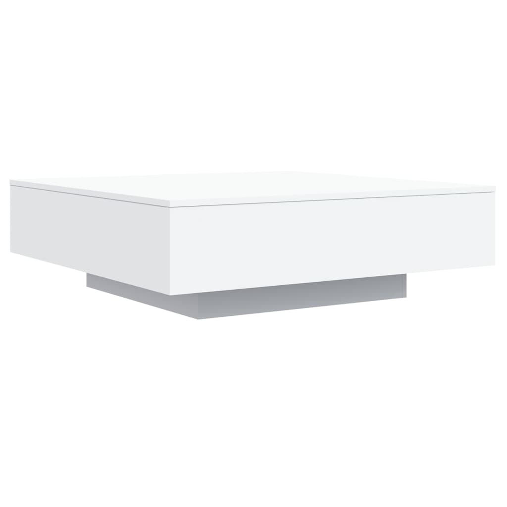 Tavolino da Soggiorno con Luci LED Bianco 100x100x31 cm | homemem39