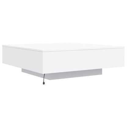 Tavolino da Soggiorno con Luci LED Bianco 100x100x31 cm | homemem39