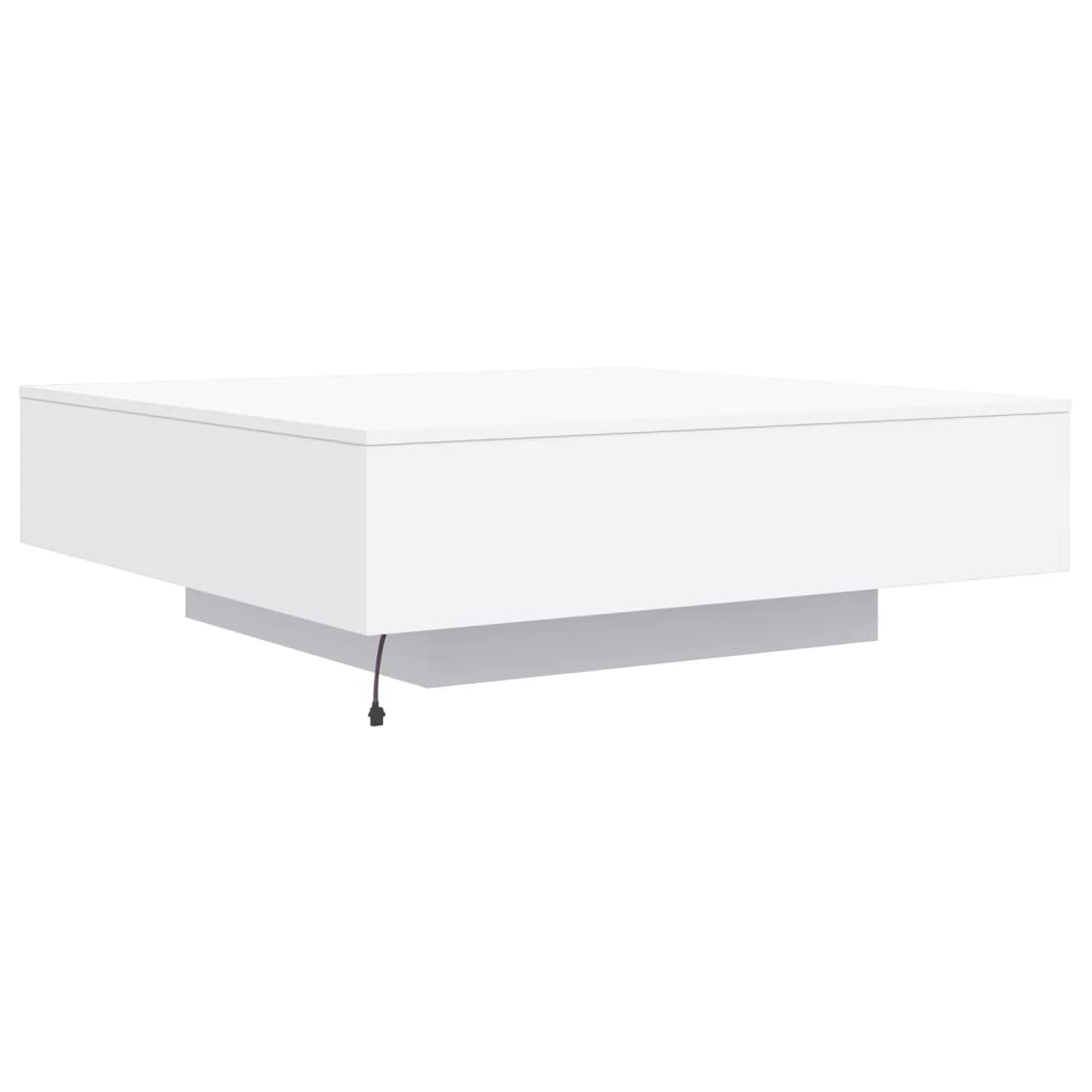 Tavolino da Soggiorno con Luci LED Bianco 100x100x31 cm