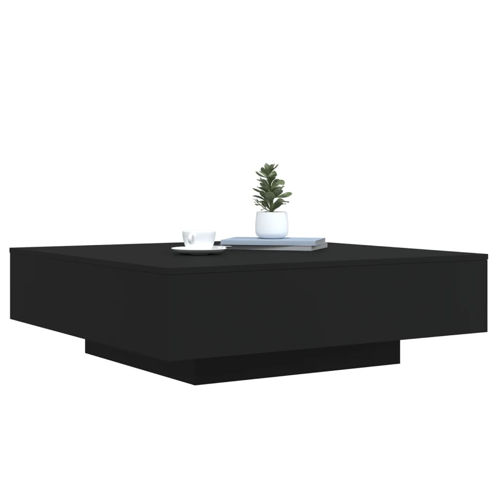 Tavolino da Soggiorno con Luci LED Nero 100x100x31 cm | homemem39