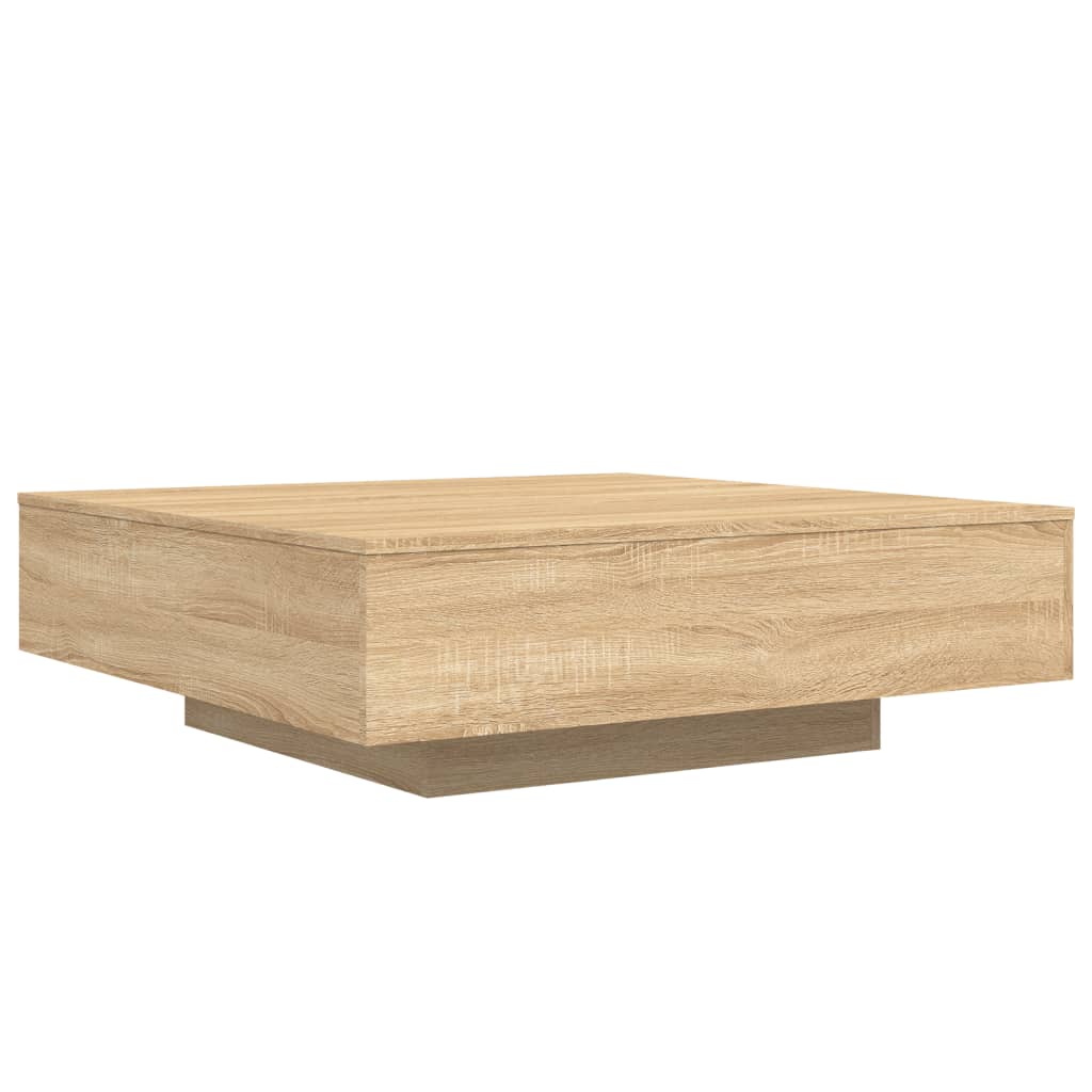 Tavolino da Soggiorno con Luci LED Rovere Sonoma 100x100x31 cm | homemem39