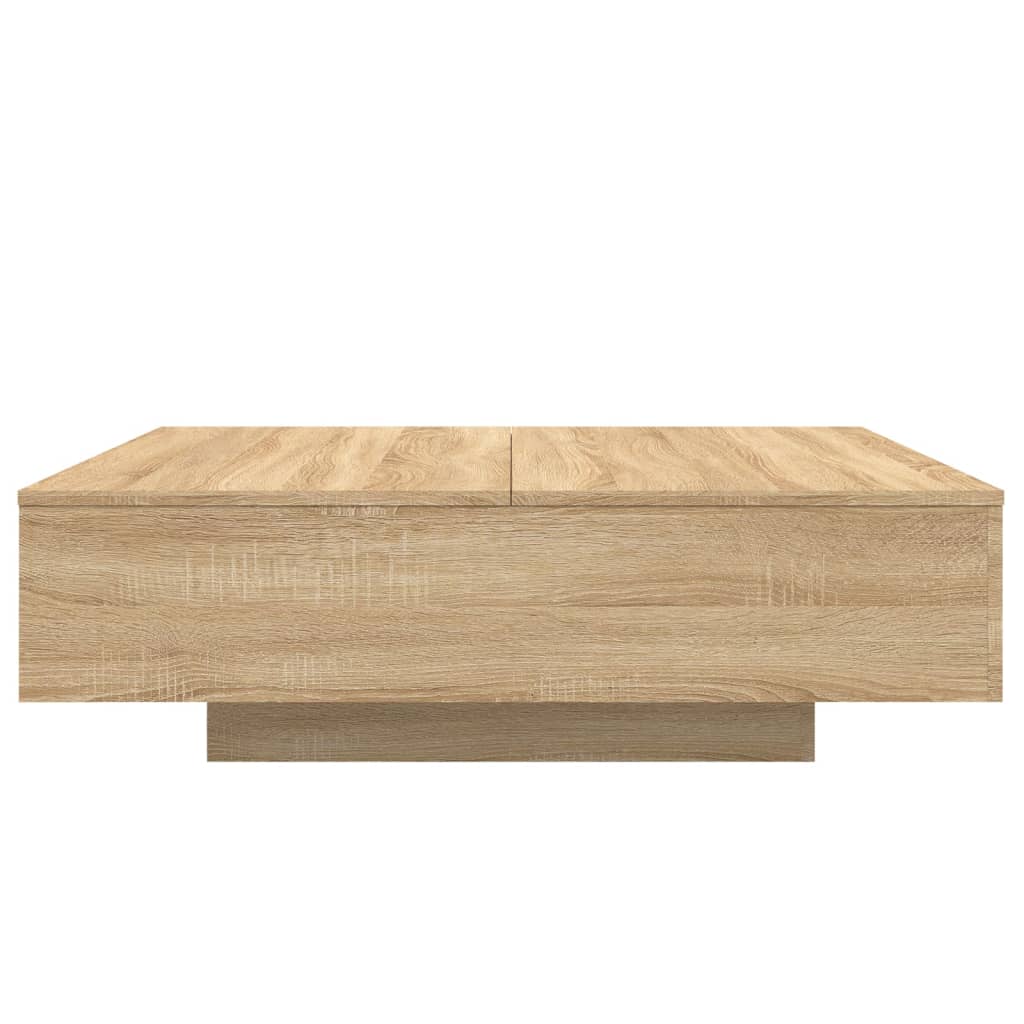Tavolino da Soggiorno con Luci LED Rovere Sonoma 100x100x31 cm | homemem39