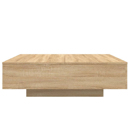 Tavolino da Soggiorno con Luci LED Rovere Sonoma 100x100x31 cm | homemem39