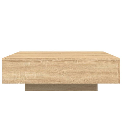 Tavolino da Soggiorno con Luci LED Rovere Sonoma 100x100x31 cm | homemem39