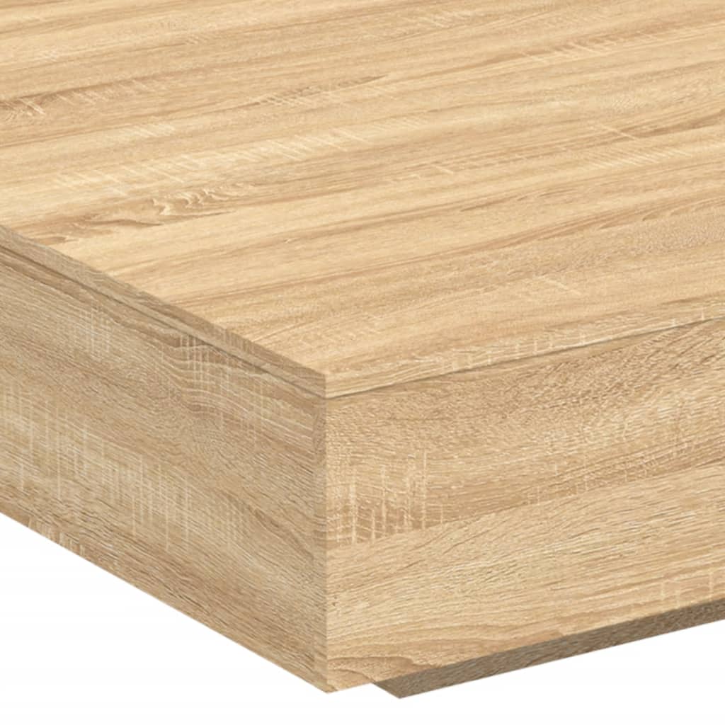 Tavolino da Soggiorno con Luci LED Rovere Sonoma 100x100x31 cm | homemem39