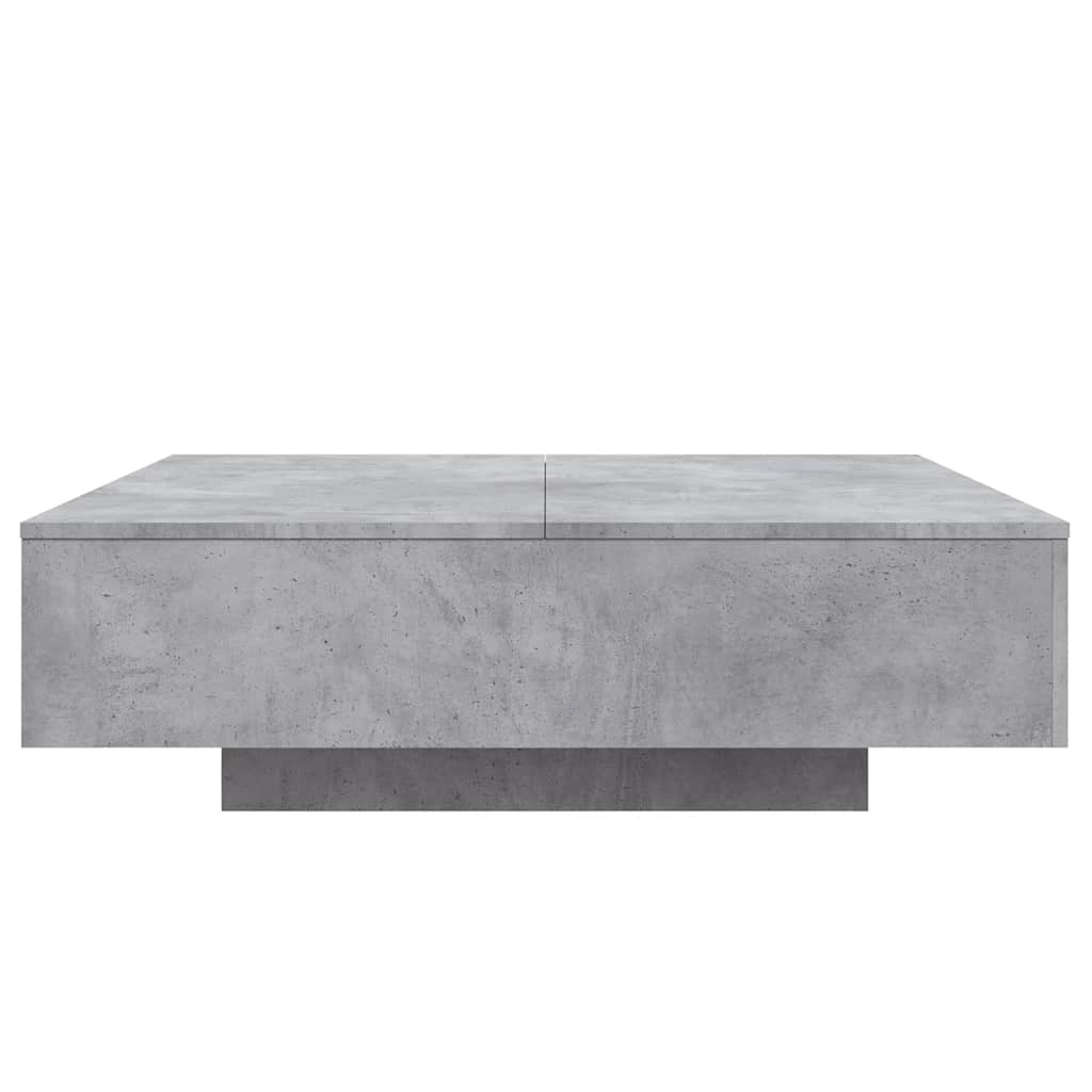 Tavolino da Soggiorno con Luci LED Grigio Cemento 100x100x31 cm | homemem39