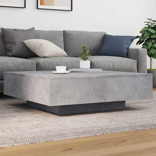 Tavolino da Soggiorno con Luci LED Grigio Cemento 100x100x31 cm | homemem39