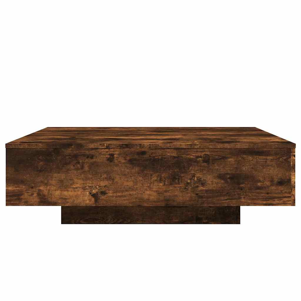 Tavolino da Soggiorno con Luci LED Rovere Fumo 100x100x31 cm | homemem39