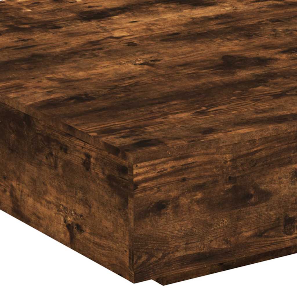 Tavolino da Soggiorno con Luci LED Rovere Fumo 100x100x31 cm | homemem39